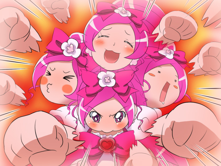 hanasaki tsubomi and cure blossom (precure and 2 more) drawn by mameshiba_(pixiv_59310)