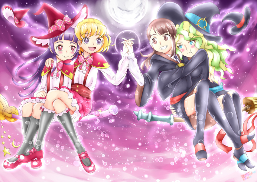 luna child, kagari atsuko, diana cavendish, asahina mirai, and izayoi liko (precure and 2 more) drawn by john_hayabusa