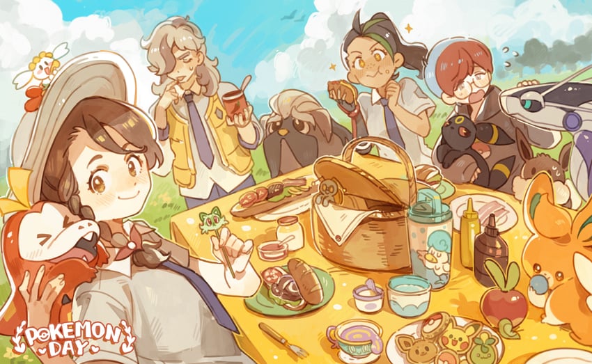 pikachu, eevee, juliana, umbreon, sprigatito, and 13 more (pokemon and 1 more) drawn by luminous_slime