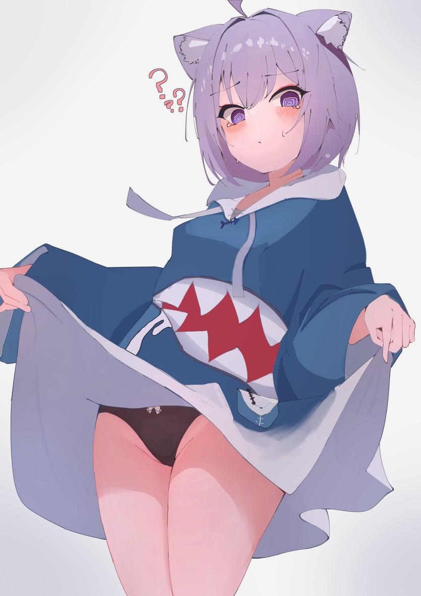 gawr gura and nekomata okayu (hololive and 1 more) drawn by mecha_neruko