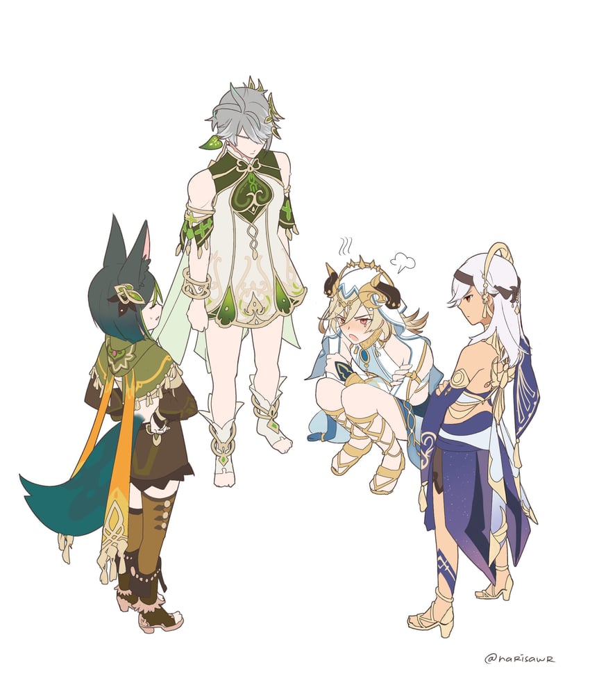 nahida, nilou, alhaitham, tighnari, kaveh, and 3 more (genshin impact) drawn by narisawr