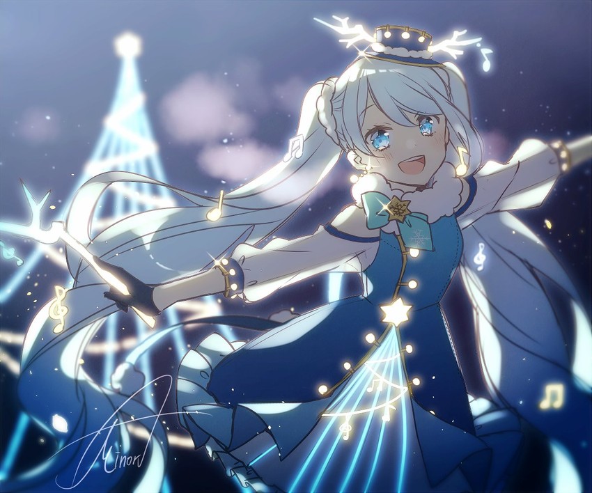 hatsune miku and yuki miku (vocaloid) drawn by asagao_minoru