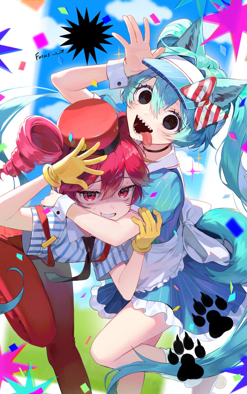 hatsune miku and kasane teto (vocaloid and 2 more) drawn by myrpo