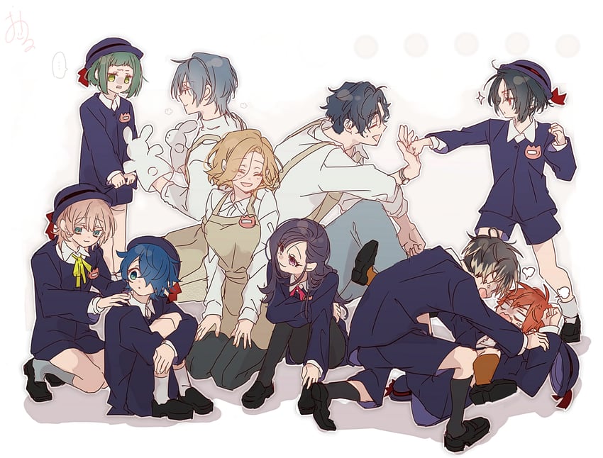 kajiyama fuuta, momose amane, kusunoki muu, sakurai haruka, kirisaki shidou, and 5 more (milgram) drawn by kao_ru05