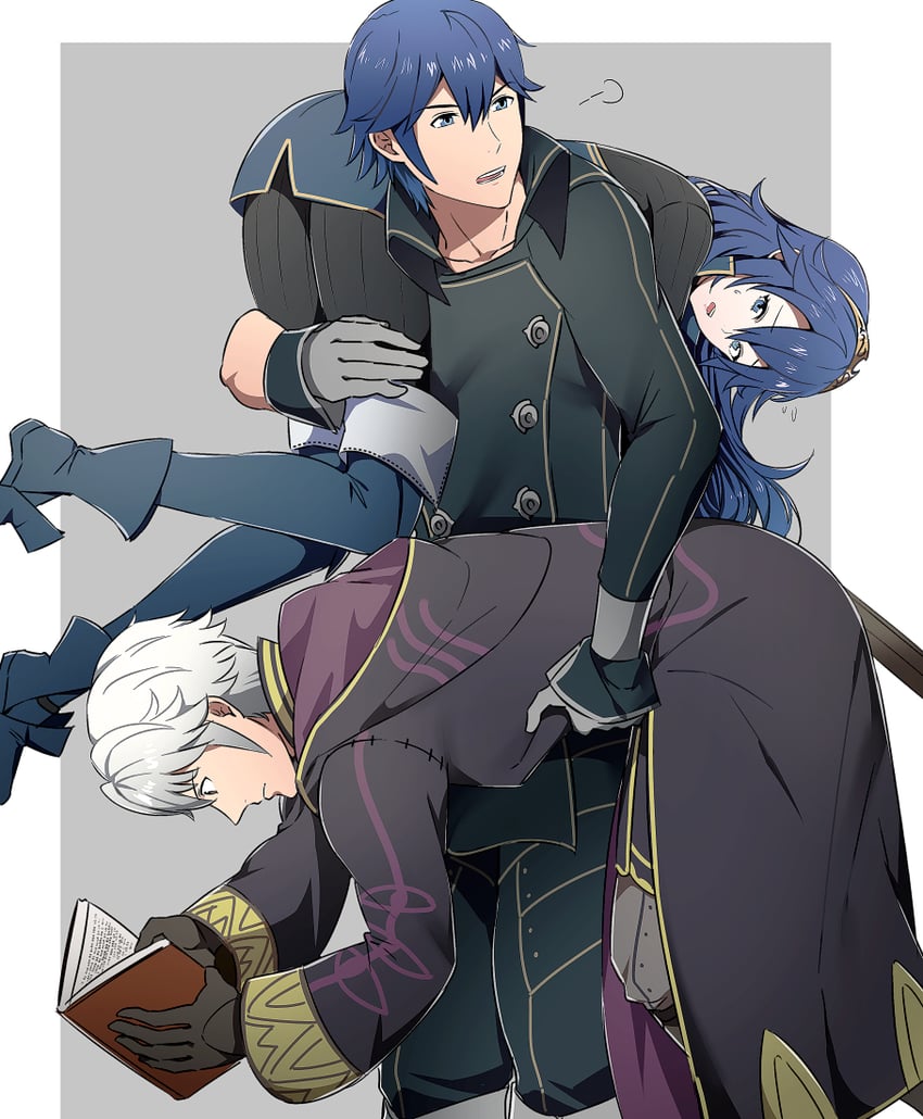 lucina, male robin, and chrom (fire emblem and 1 more) drawn by ameno_(a_meno0)