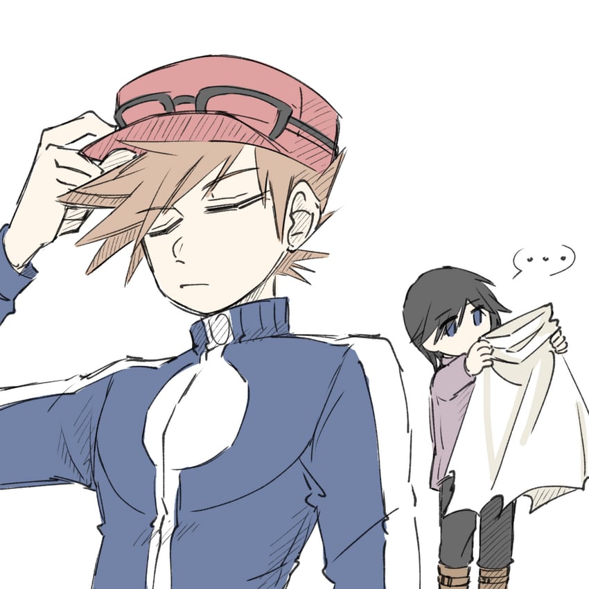 blue oak and calem (pokemon and 1 more) drawn by riceball_(gohan_gin)