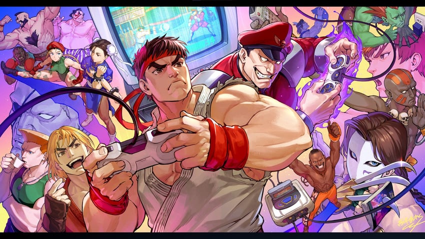 chun-li, cammy white, ryu, ken masters, zangief, and 11 more (street fighter and 3 more) drawn by nishiki_areku
