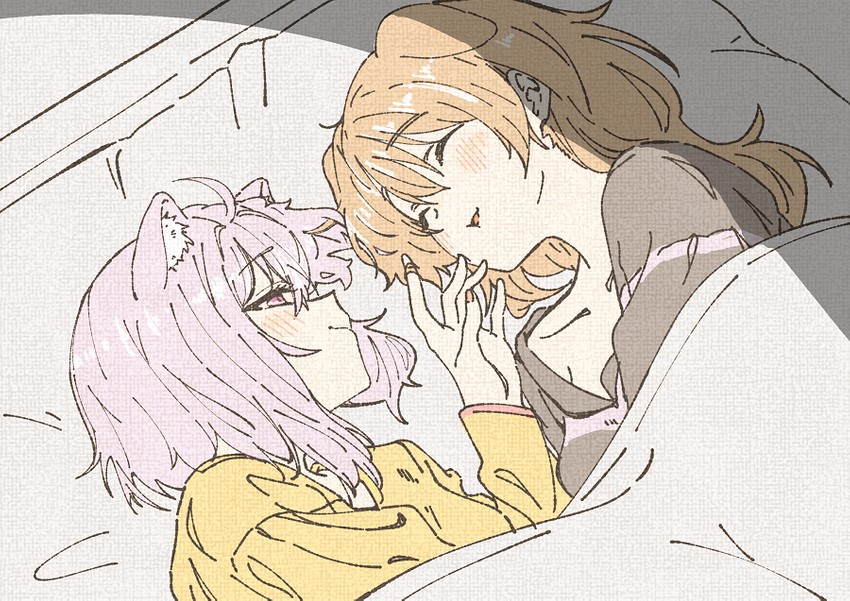 nekomata okayu and inugami korone (hololive) drawn by kamochomedesu