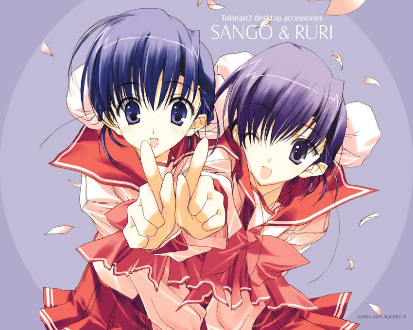 himeyuri sango and himeyuri ruri (to heart and 1 more) drawn by nakamura_takeshi