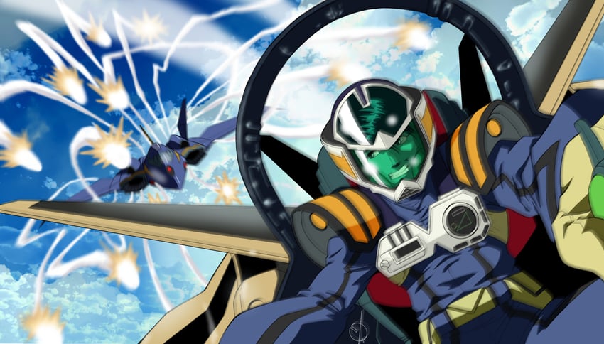 yf-19, isamu dyson, and yf-21 (macross and 1 more) drawn by y-ohkubo