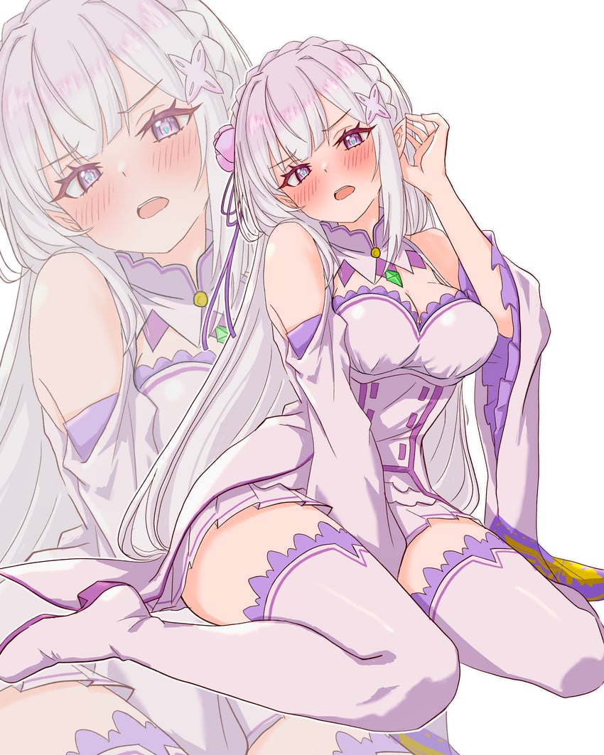 emilia (re:zero kara hajimeru isekai seikatsu) drawn by warg_game