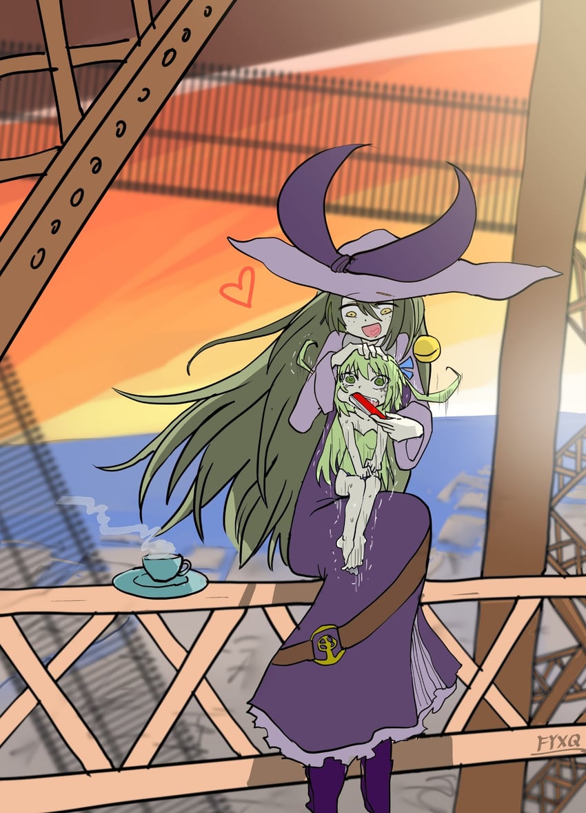 watatsuki no toyohime and leaf (touhou and 2 more) drawn by fyxq