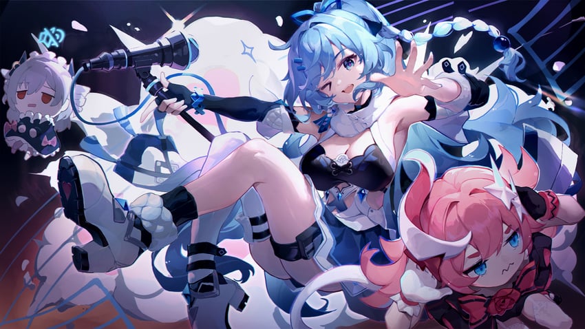 rozaliya olenyeva, shigure kira, and prometheus (honkai and 1 more) drawn by asc11