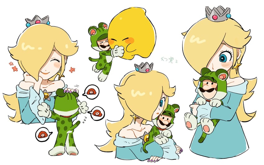 rosalina, luigi, luma, and cat luigi (mario and 1 more) drawn by mimimi_(mimimim9999)