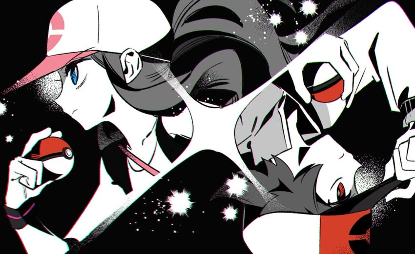 hilda and hilbert (pokemon and 1 more) drawn by 1brad