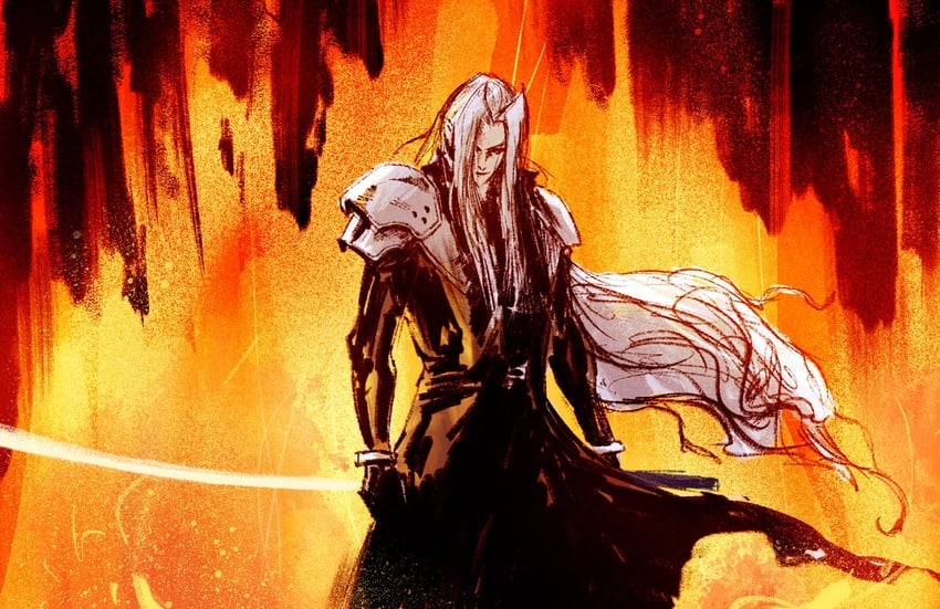 sephiroth (final fantasy and 2 more) drawn by chun_lo