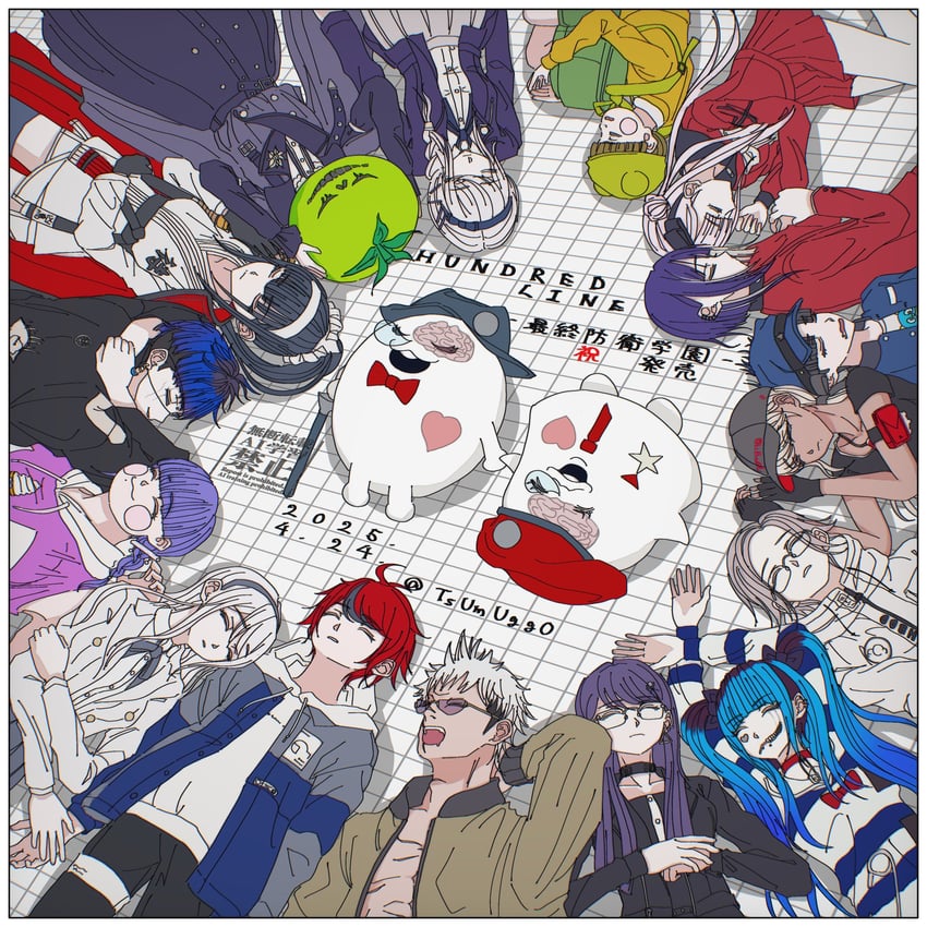 aotsuki eito, sumino takumi, omokage yugamu, tsukumo kako, tsukumo ima, and 13 more (the hundred line -last defense academy-) drawn by tsumugg0