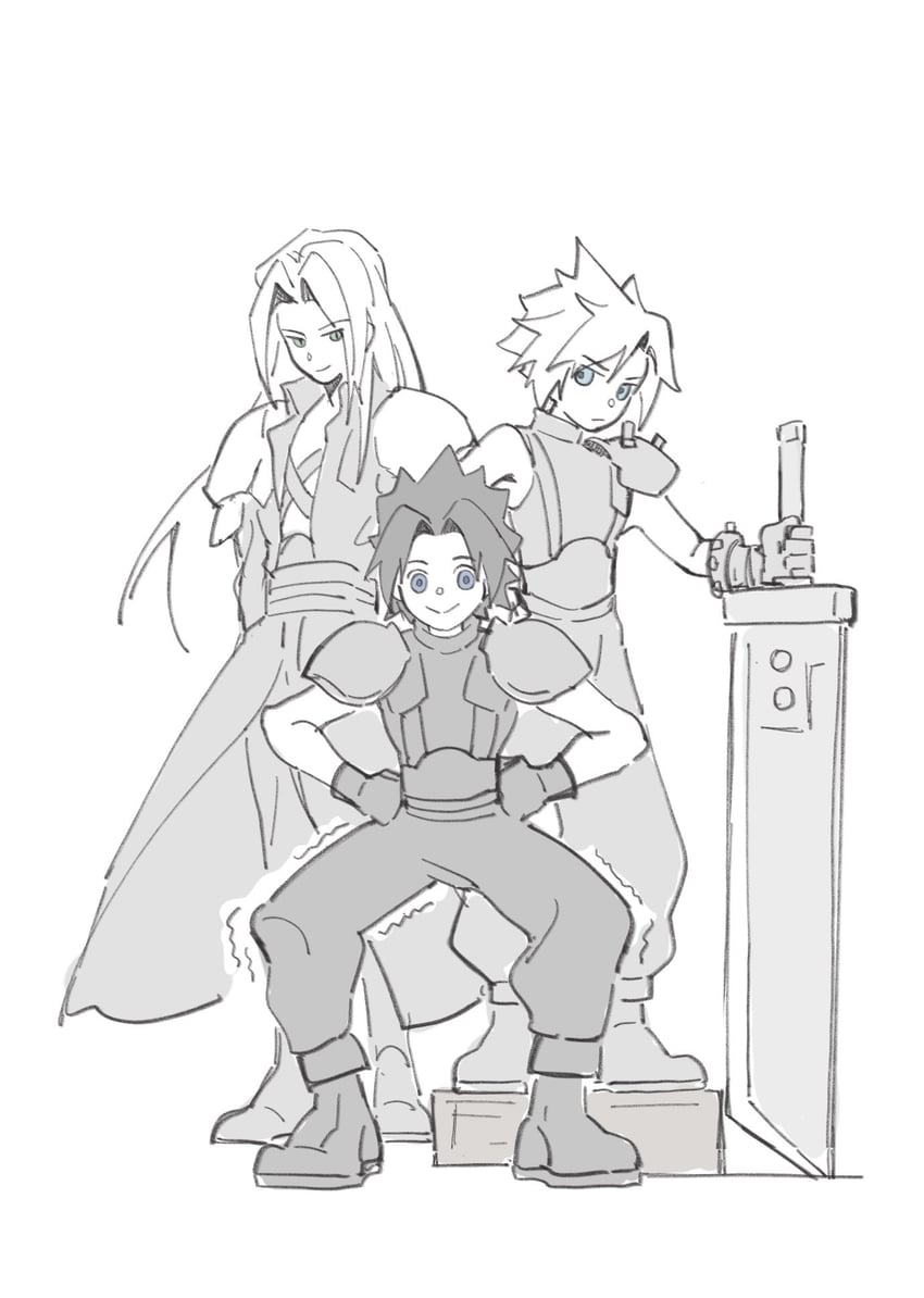 cloud strife, sephiroth, and zack fair (final fantasy and 2 more) drawn by mgt_85363