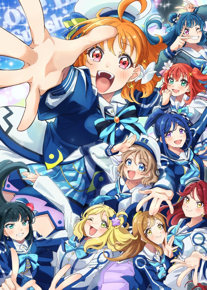 watanabe you, tsushima yoshiko, sakurauchi riko, takami chika, matsuura kanan, and 4 more (love live! and 1 more) drawn by akira_hjk