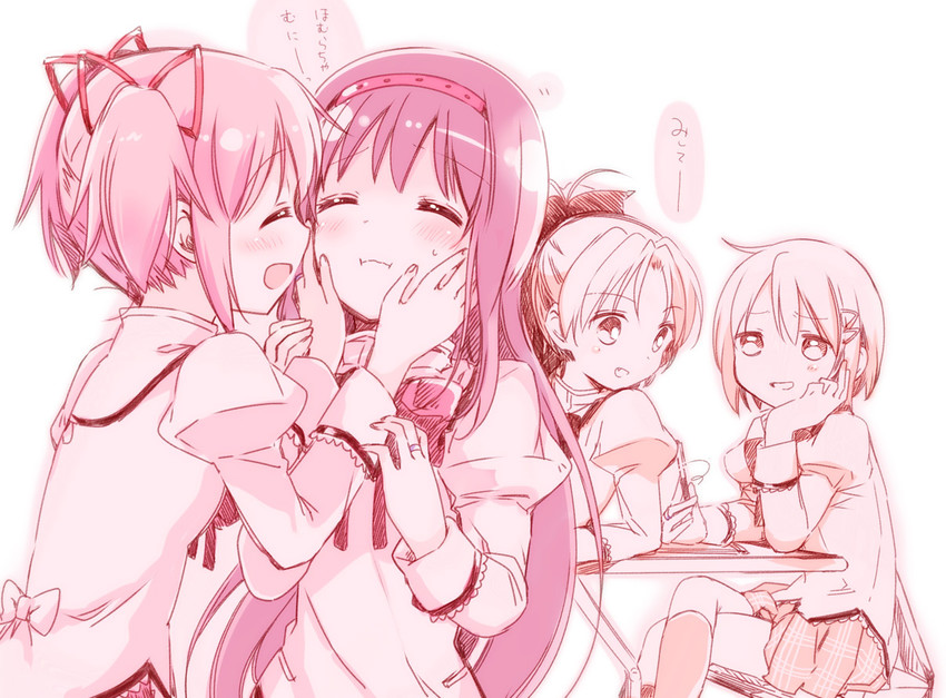 akemi homura, kaname madoka, miki sayaka, and sakura kyoko (mahou shoujo madoka magica) drawn by yamada_ako