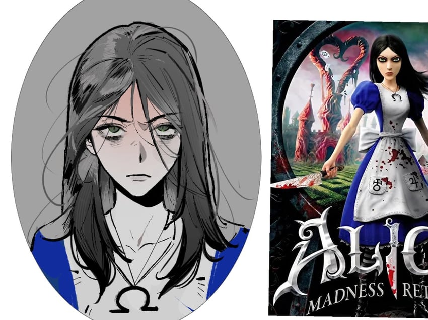 alice liddell (american mcgee's alice and 1 more) drawn by pankepen