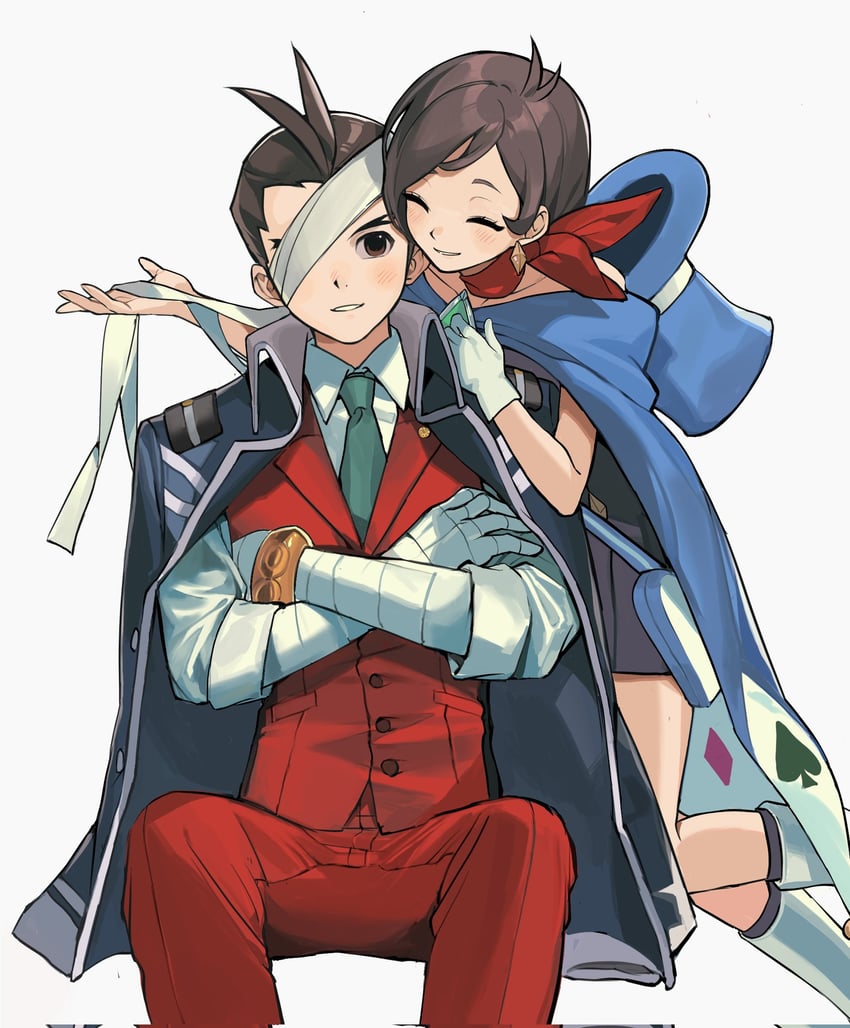 apollo justice and trucy wright (ace attorney and 1 more) drawn by ketaku0404