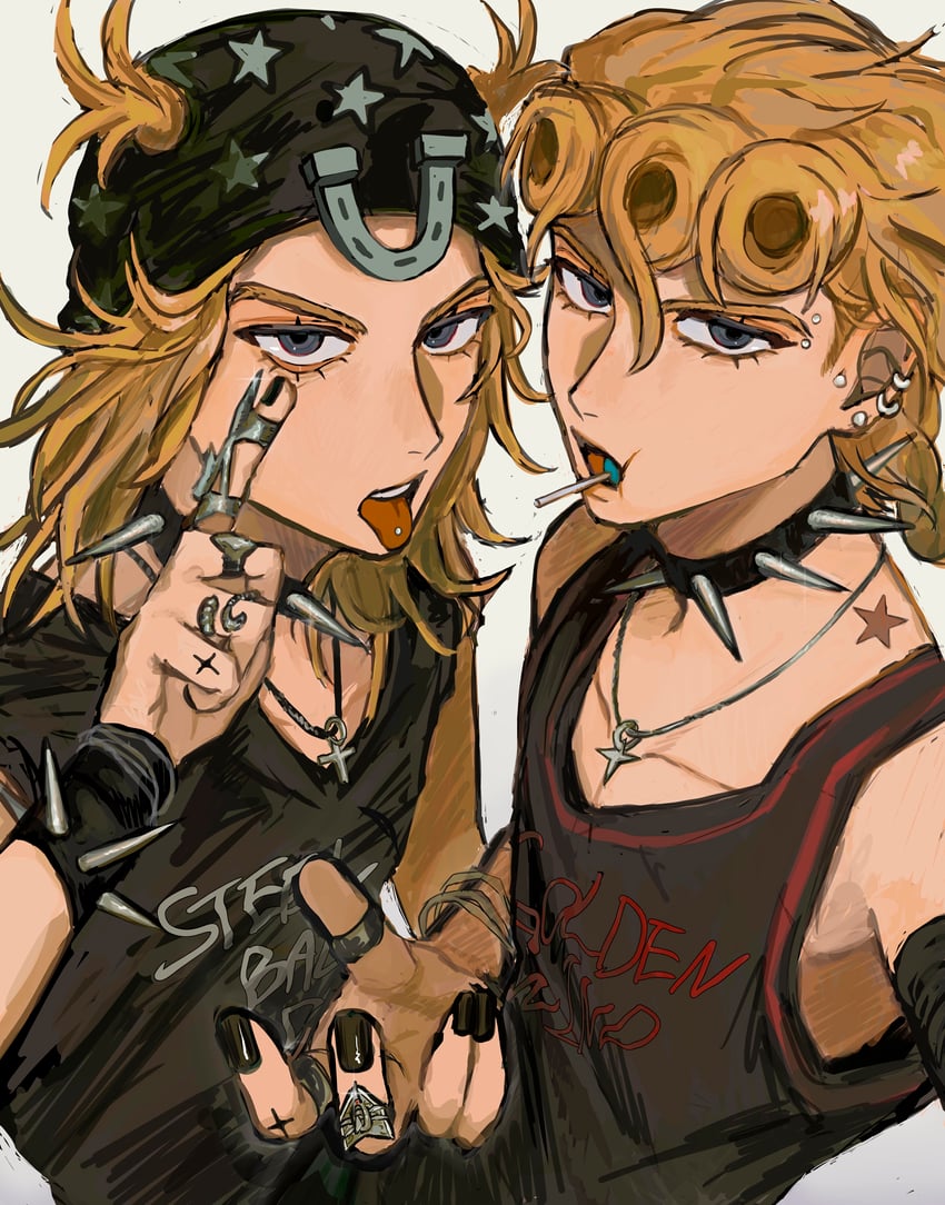 giorno giovanna and johnny joestar (jojo no kimyou na bouken and 2 more) drawn by aoiro0401