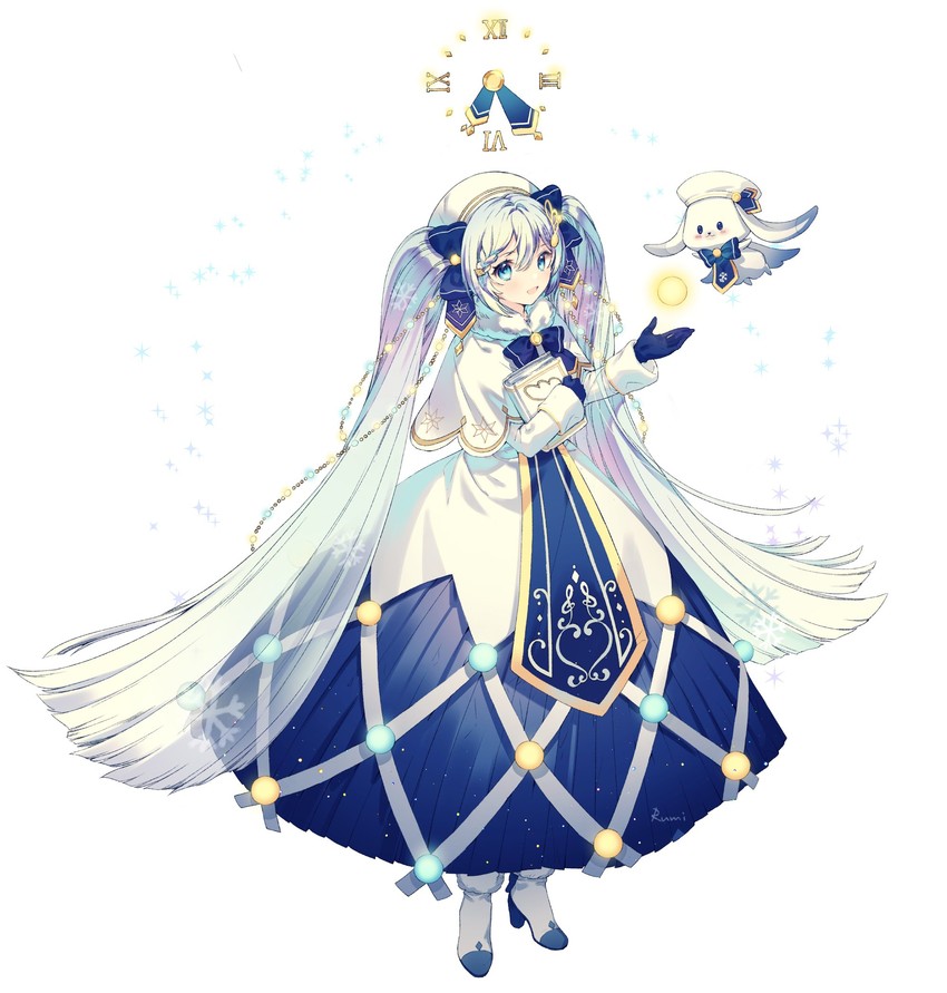 hatsune miku, yuki miku, and rabbit yukine (vocaloid) drawn by rumi_(rarumi11)