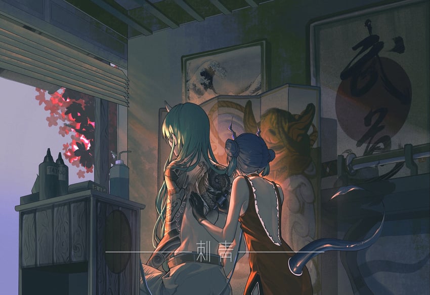 hoshiguma and ch'en (arknights and 1 more) drawn by phoebus_ring