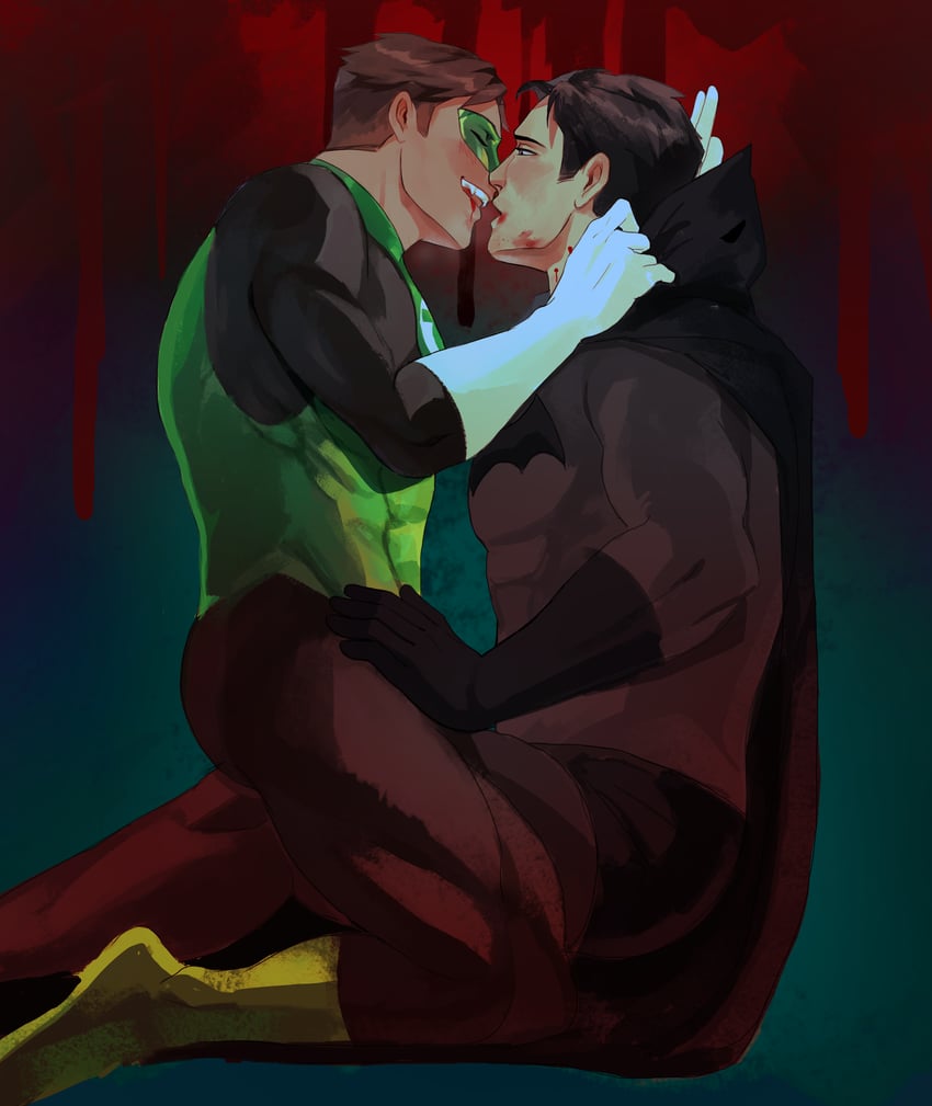 batman, bruce wayne, green lantern, and hal jordan (dc comics and 2 more) drawn by haljordanmylove