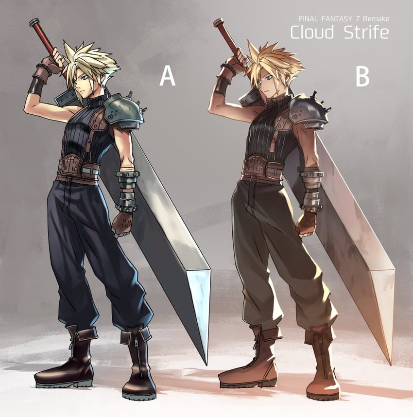 cloud strife (final fantasy and 3 more) drawn by decoponmagi