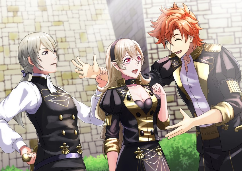 female corrin, sylvain jose gautier, and jakob (fire emblem and 2 more) drawn by sukkirito_(rangusan)