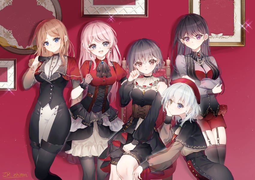 chihaya anon, togawa sakiko, nagasaki soyo, shiina taki, wakaba mutsumi, and 10 more (bang dream! and 1 more) drawn by zhirennb