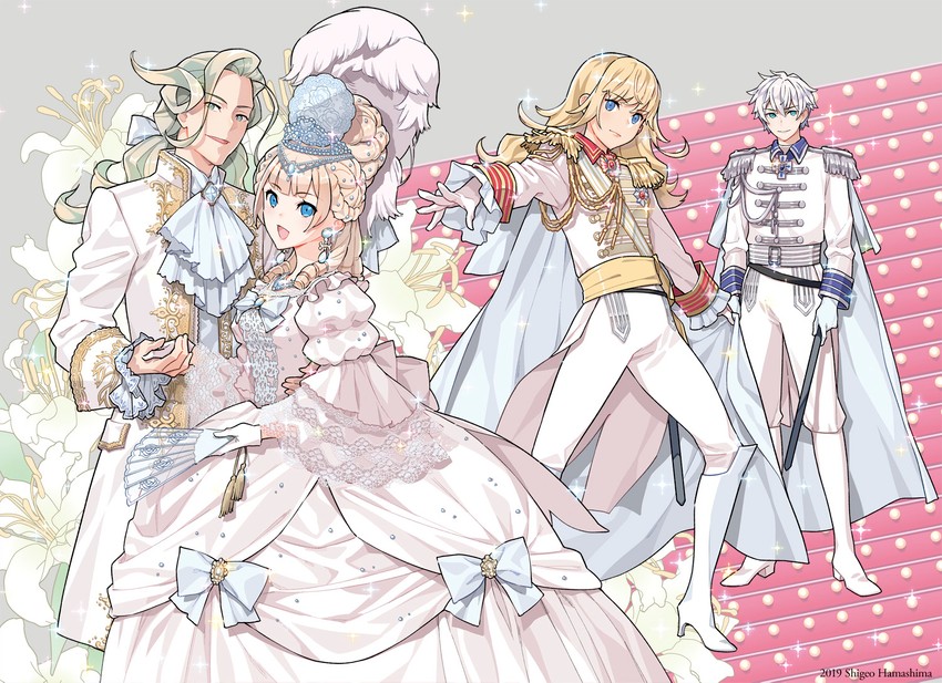 marie antoinette, chevalier d'eon, wolfgang amadeus mozart, and charles-henri sanson (fate and 1 more) drawn by hamashima_shigeo