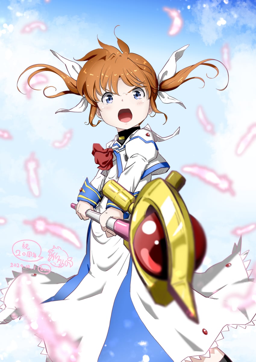 takamachi nanoha and raising heart (lyrical nanoha and 1 more) drawn by ban_(777purin)