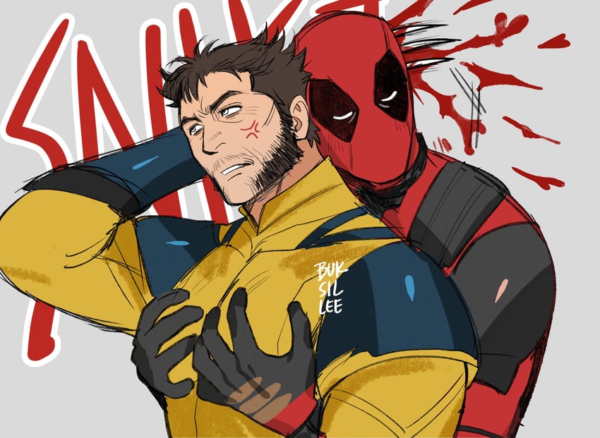 wolverine and deadpool (marvel and 4 more) drawn by buksillee