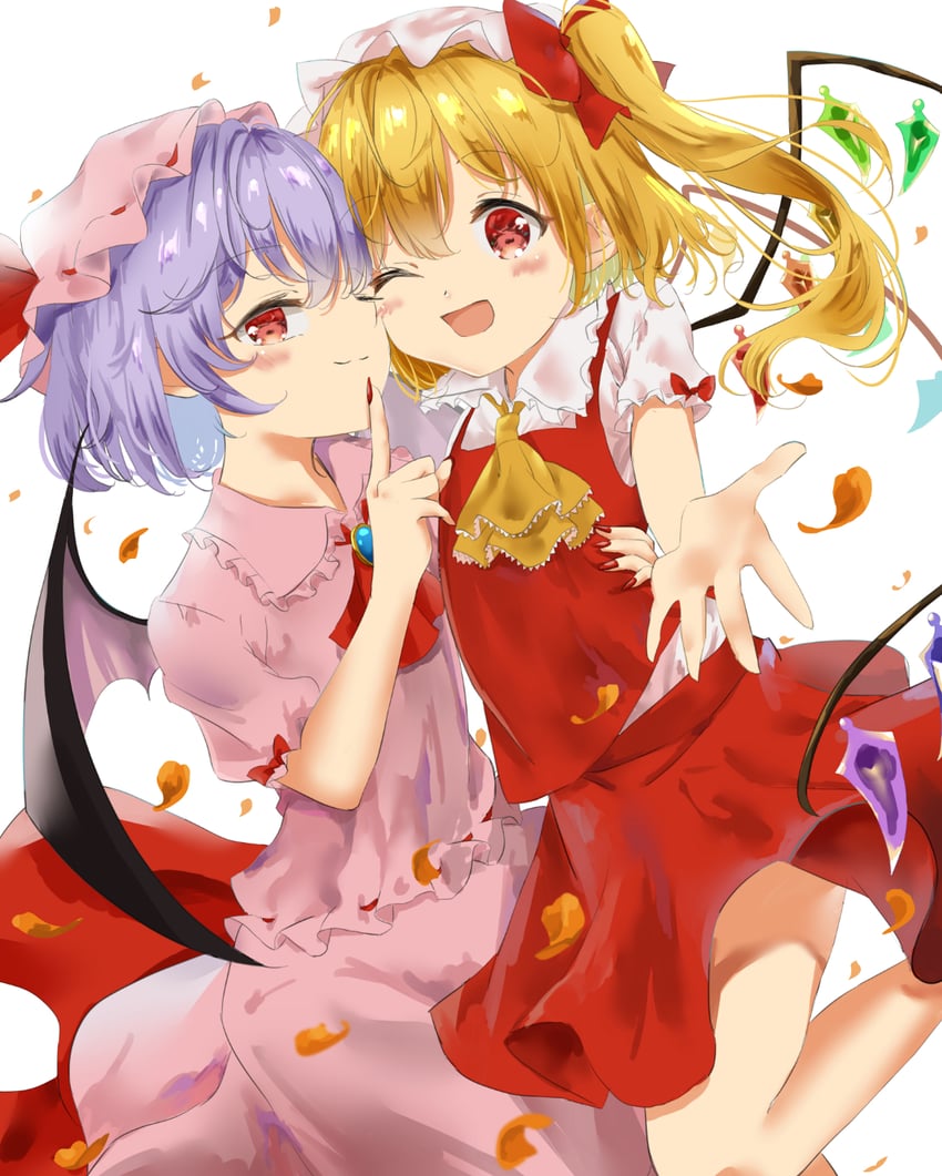 remilia scarlet and flandre scarlet (touhou) drawn by kamachi_(kamati0maru)