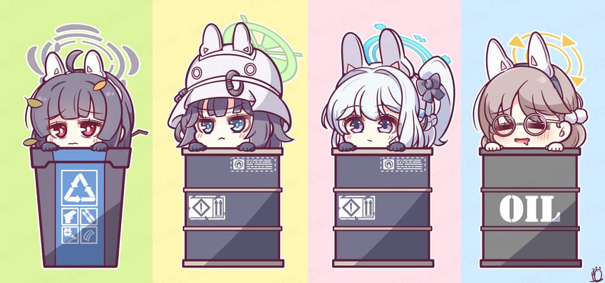 miyu, miyako, saki, and moe (blue archive) drawn by benizika