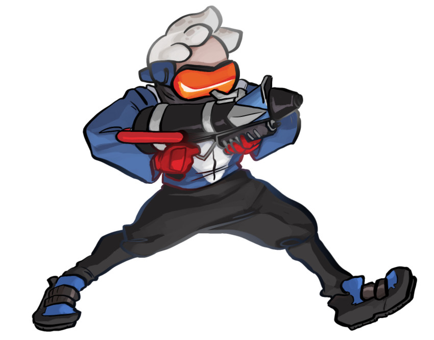 inkling player character and soldier: 76 (splatoon and 3 more) drawn by funkgamut