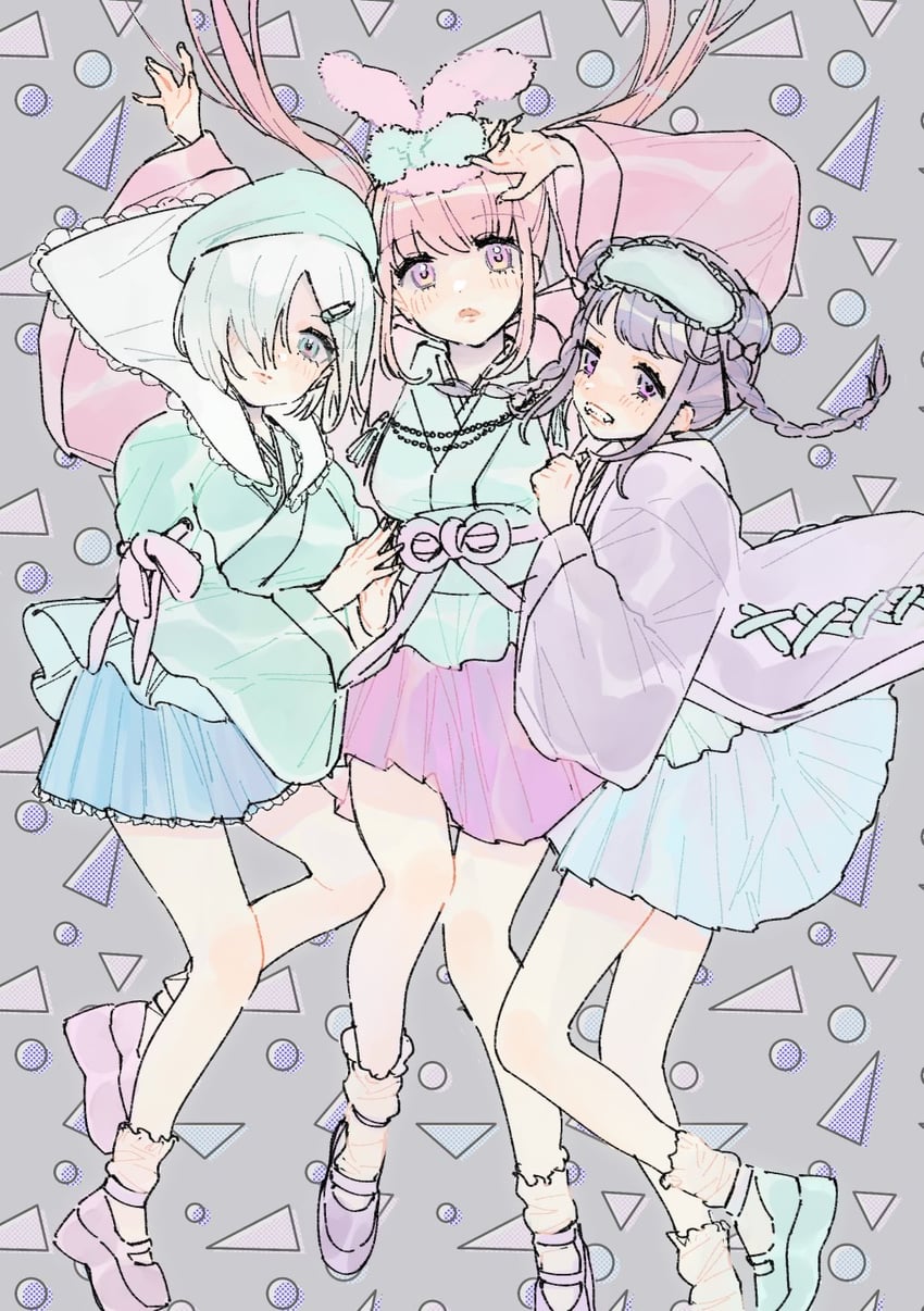 sakurano mimito, inubousaki shian, and minakami hina (denonbu) drawn by watch_aruko
