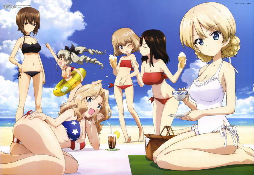 darjeeling, nishizumi maho, anchovy, kay, katyusha, and 1 more (girls und panzer and 1 more) drawn by furuichi_yuuichi and sugimoto_isao