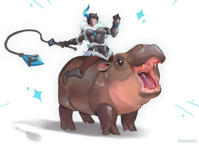 sejuani and moo deng (league of legends and 1 more) drawn by axiominus