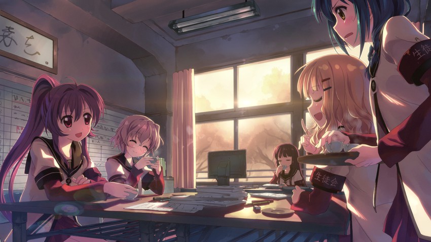 oomuro sakurako, furutani himawari, sugiura ayano, ikeda chitose, and matsumoto rise (yuruyuri) drawn by yuuki_tatsuya