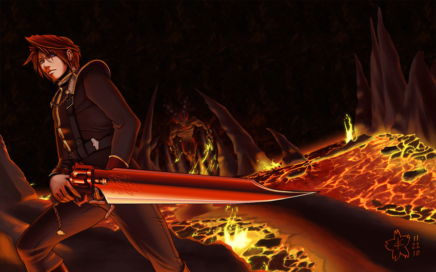 squall leonhart and ifrit (final fantasy and 1 more) drawn by arc-ecclesia
