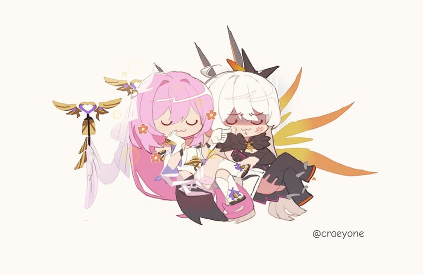 kiana kaslana and elysia (honkai and 1 more) drawn by crae_(craeyone)