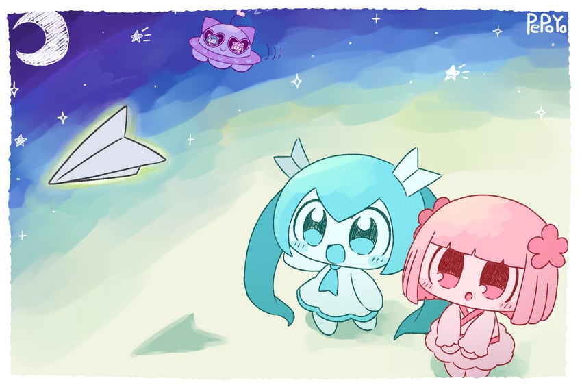 hatsune miku, vy1, and poyoroid (vocaloid and 1 more) drawn by pepoyo