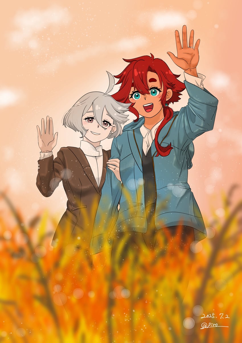 suletta mercury and miorine rembran (gundam and 1 more) drawn by 715piro_gon