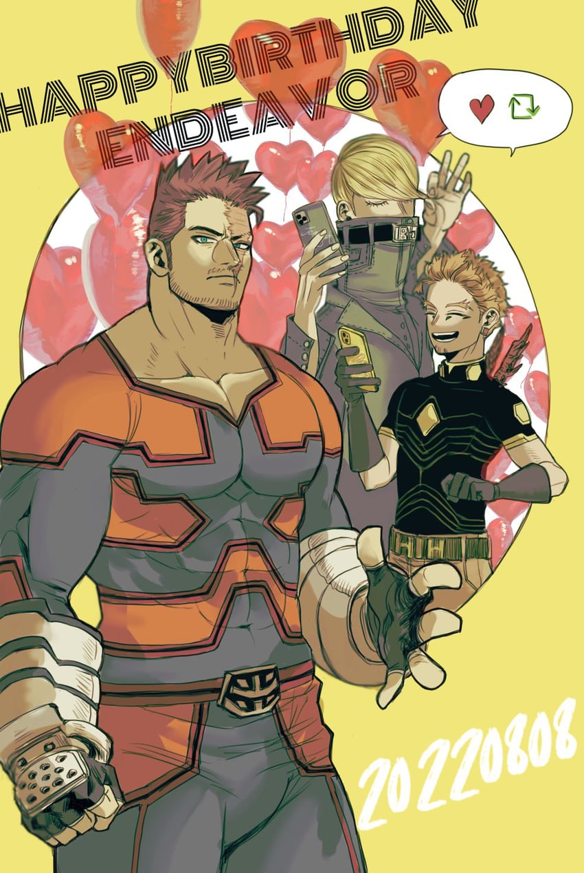 endeavor, hawks, and best jeanist (boku no hero academia) drawn by ras_enho
