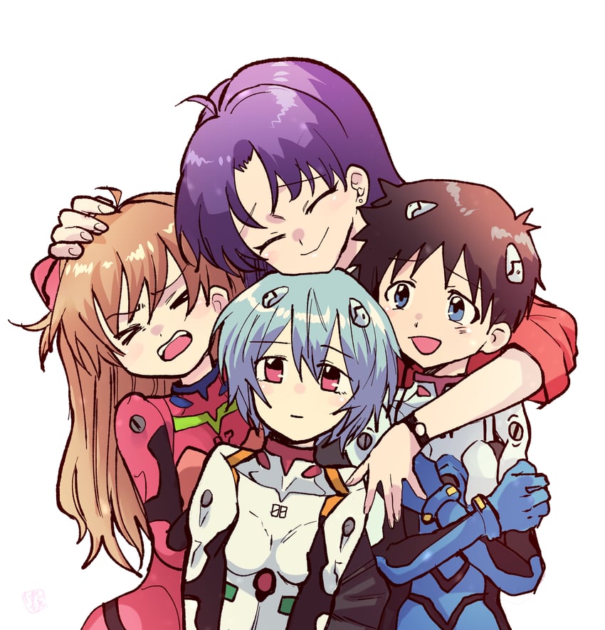 souryuu asuka langley, ayanami rei, ikari shinji, and katsuragi misato (neon genesis evangelion) drawn by hashimo99187365