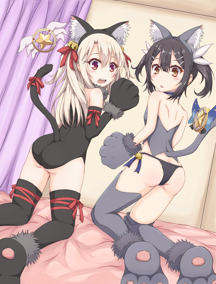 illyasviel von einzbern, miyu edelfelt, magical ruby, and magical sapphire (fate and 1 more) drawn by azusa_(sukumizuya)